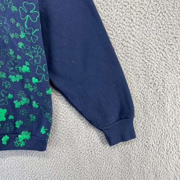 Vintage Irish Sweatshirt Men's Large Blue Green Crewneck Shamrock All Over Puff - Picture 2 of 15